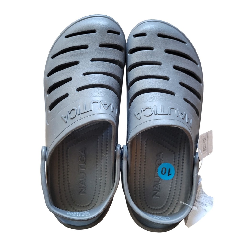Nautica Mens River Edge Clogs Grey Slip On Water Shoes KM3397 Size 10 NEW - Picture 2 of 4
